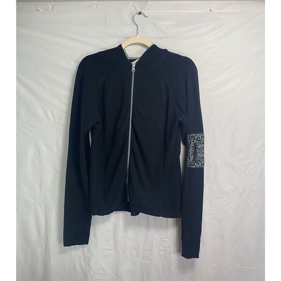 Title 9 Women’s Full Zip Hooded Sweater Cotton Black Size Medium Running Jogging - Picture 1 of 5